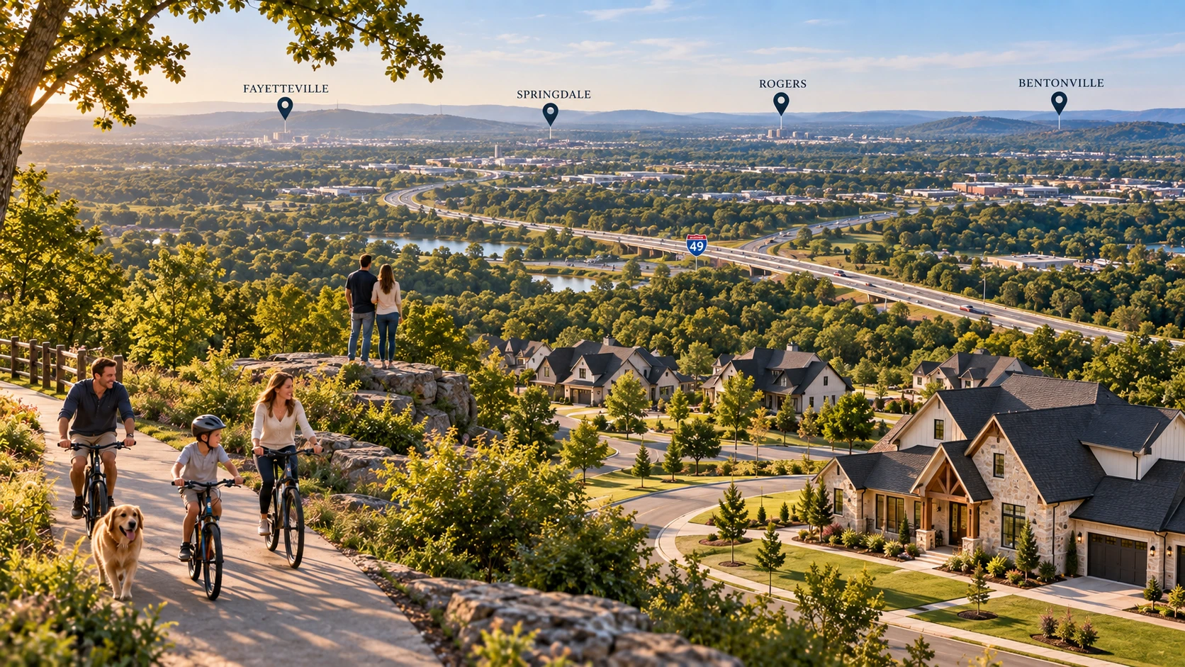 Lowell Arkansas custom home neighborhood aerial view